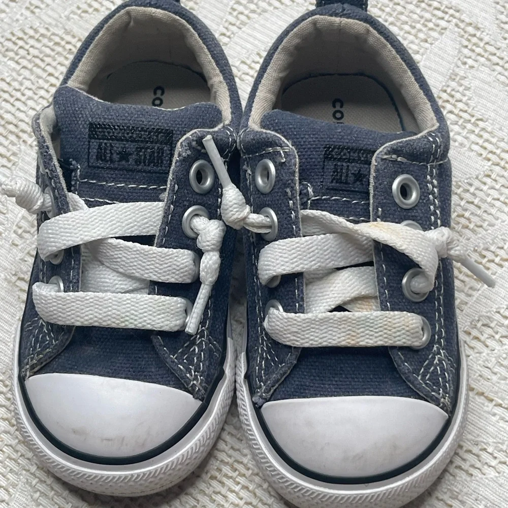 Converse All Star Slip On Blue Denim Shoes Cap Toe Sneaker Baby/Infant